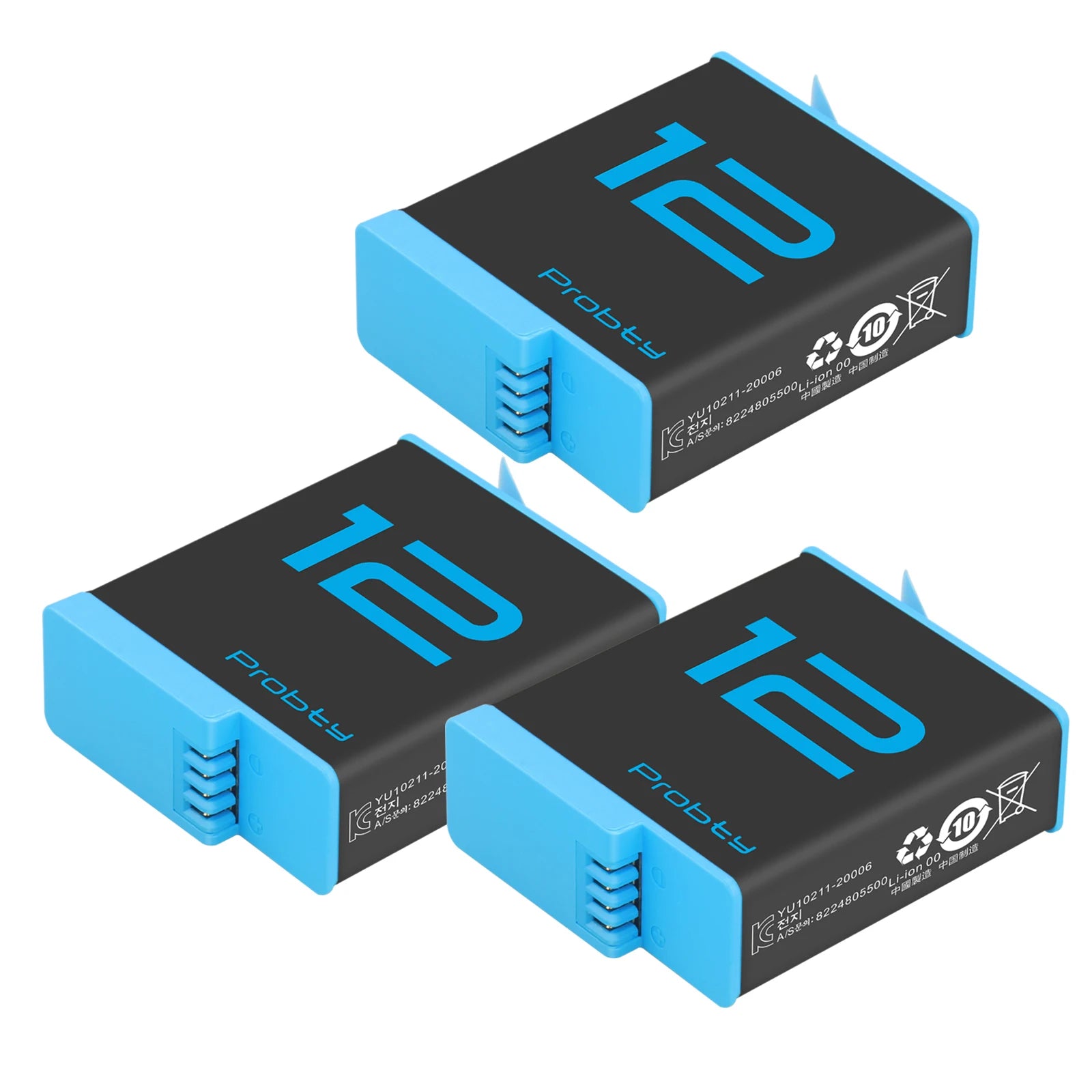 Probty Battery For GoPro Hero 12 11 10 9 1850 mAh Battery 3 Ways Fast Charger Box For GoPro 12 10 Accessories