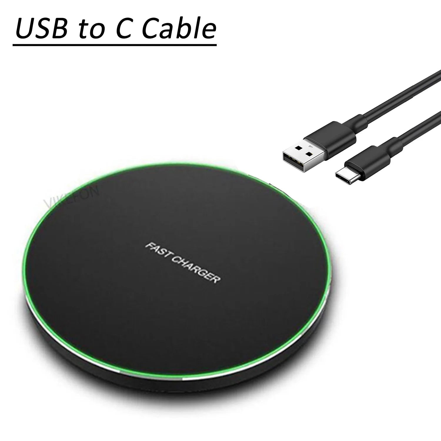 Desktop Wireless Charger Type C Cable LED Light For iPhone 17~12 Samsung S25 S24 Xaomi 17 Pro Max Huawei Fast Charging Station