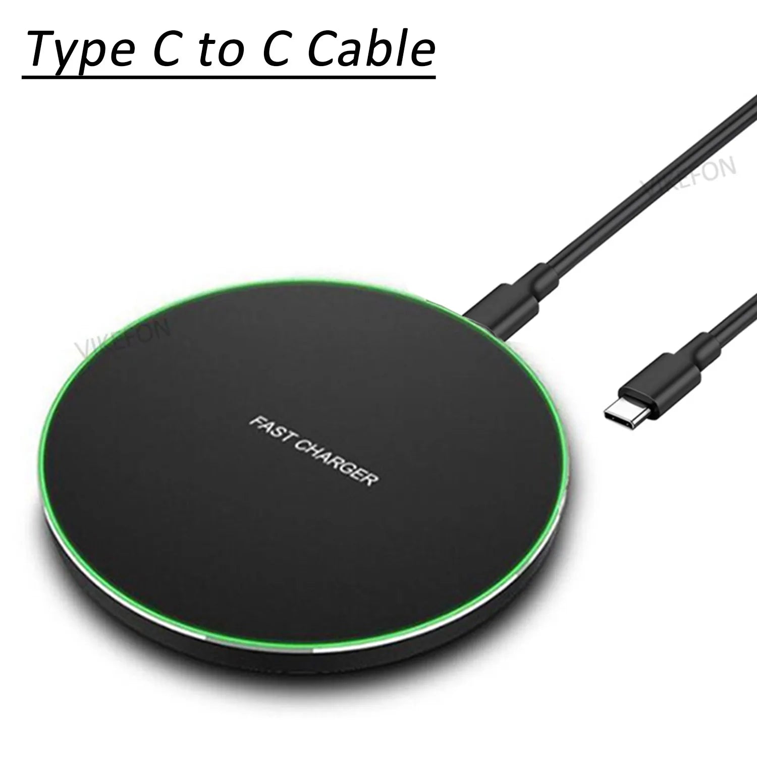 Desktop Wireless Charger Type C Cable LED Light For iPhone 17~12 Samsung S25 S24 Xaomi 17 Pro Max Huawei Fast Charging Station