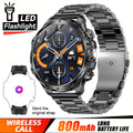 2025 New 1.9inch Men Smart Watch Flashlight Outdoors Sports Fitness Tracker 800mah Large Battery IPX8 Waterproof LED Smartwatch