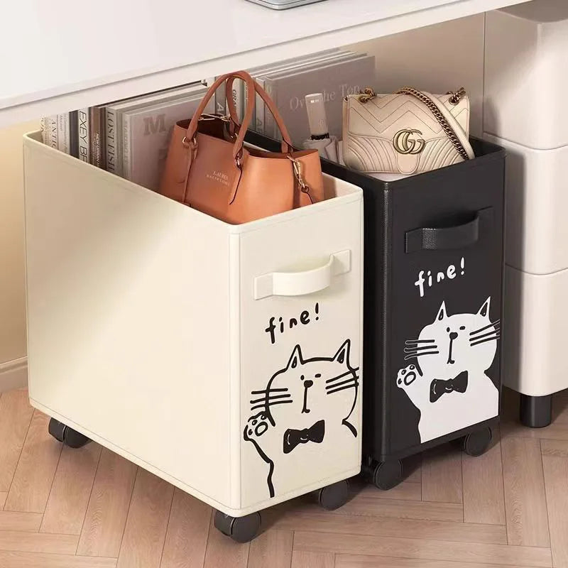 Foldable Rolling Storage Cart Under Desk Organizer, Mobile File Holder, Space-Saving Solution for Home Office Supplies & Books