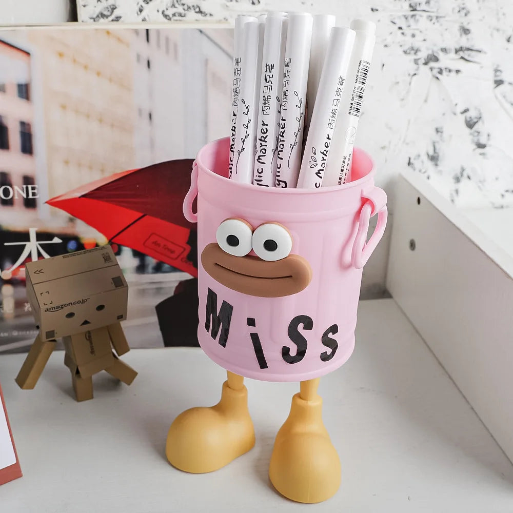 Cartoon Big Mouth Pencil Holder - Large Capacity Desk Organizer for Office & Home, Creative Decor for Boys & Girls Free stickers