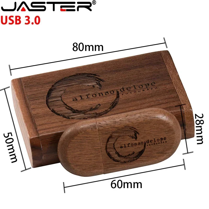 JASTER 5pcs/Lot USB 3.0 (Free LOGO) Wooden With Box Flash Drive Pendrive 4GB 8GB 16GB 32GB 64GB 128GB Memory Stick For Gift