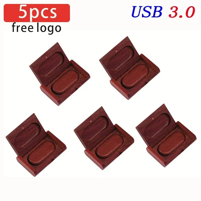 JASTER 5pcs/Lot USB 3.0 (Free LOGO) Wooden With Box Flash Drive Pendrive 4GB 8GB 16GB 32GB 64GB 128GB Memory Stick For Gift