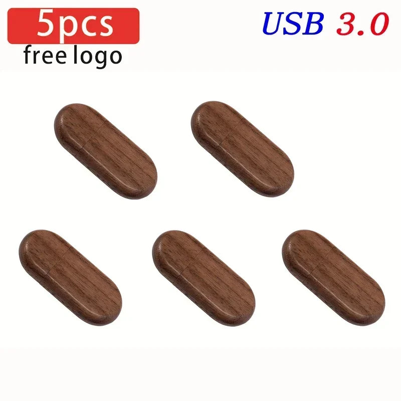 JASTER 5pcs/Lot USB 3.0 (Free LOGO) Wooden With Box Flash Drive Pendrive 4GB 8GB 16GB 32GB 64GB 128GB Memory Stick For Gift