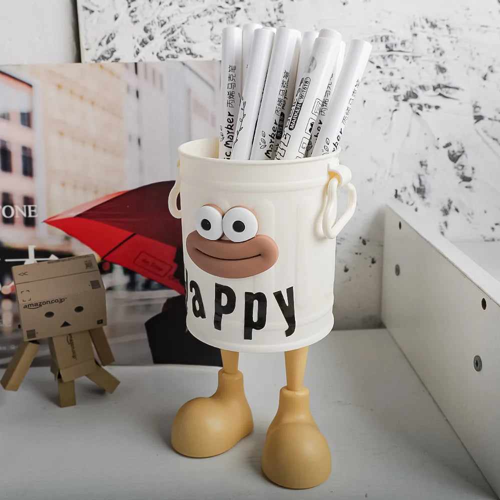 Cartoon Big Mouth Pencil Holder - Large Capacity Desk Organizer for Office & Home, Creative Decor for Boys & Girls Free stickers