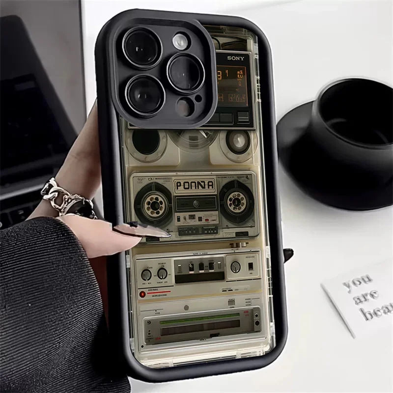 Retro Magnetic Radio Tape Cassette Phone Case For iPhone 16 15 14 13 12 11 Pro Max XS Max XR X 7 8 Plus SE2022 Shockproof Fundas