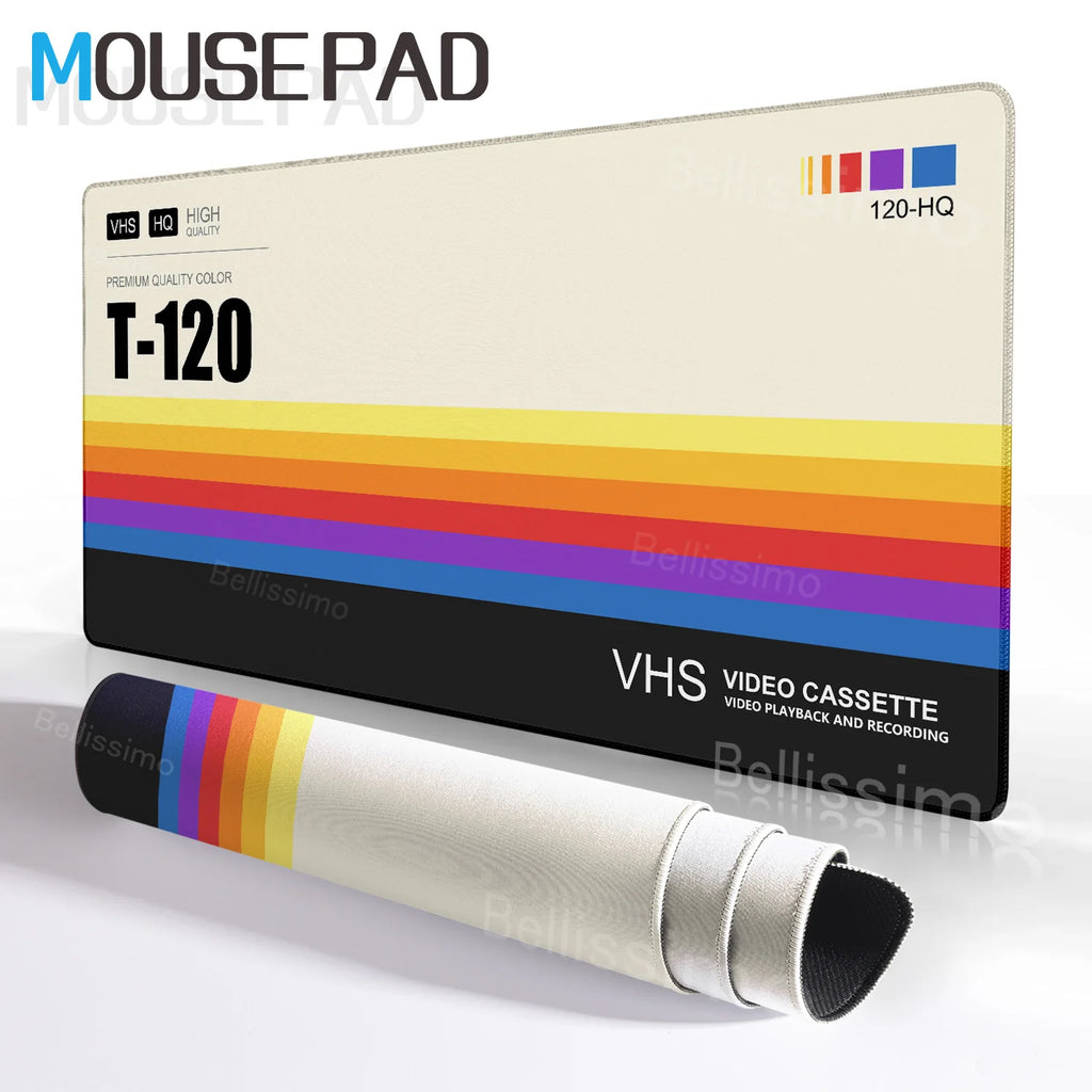 Art Retro VHS Large Mouse Pad Business Style XXL Expansion Pad XXL HD Rubber DeskMat Audio Cassette Table Pc Gamer Accessories