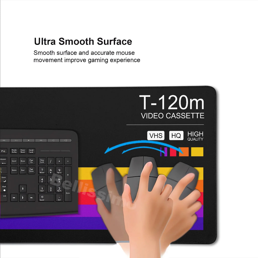 Art Retro VHS Large Mouse Pad Business Style XXL Expansion Pad XXL HD Rubber DeskMat Audio Cassette Table Pc Gamer Accessories