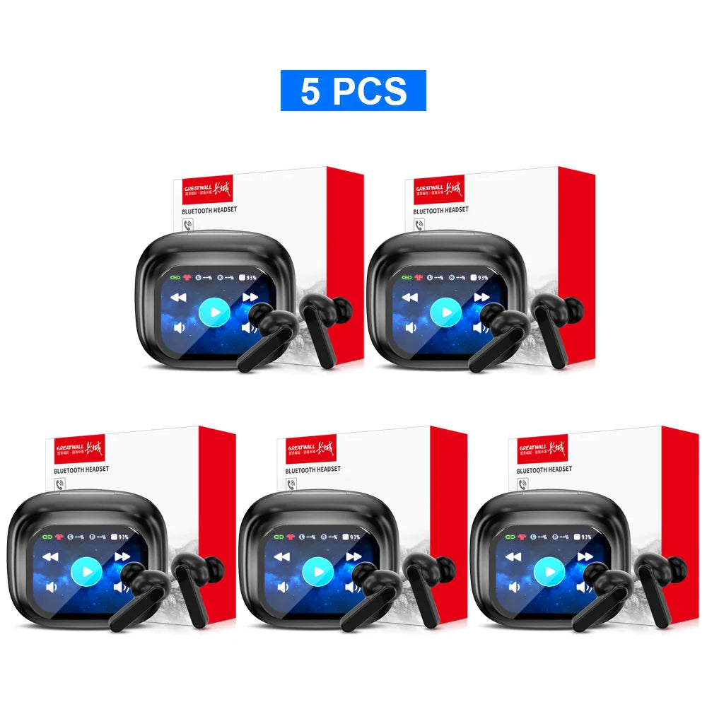 Original GREATWALL TWS Wireless Bluetooth Earphones Earbuds Smart LCD Touch Screen HiFi Stereo Sound Headphones HD Call With APP