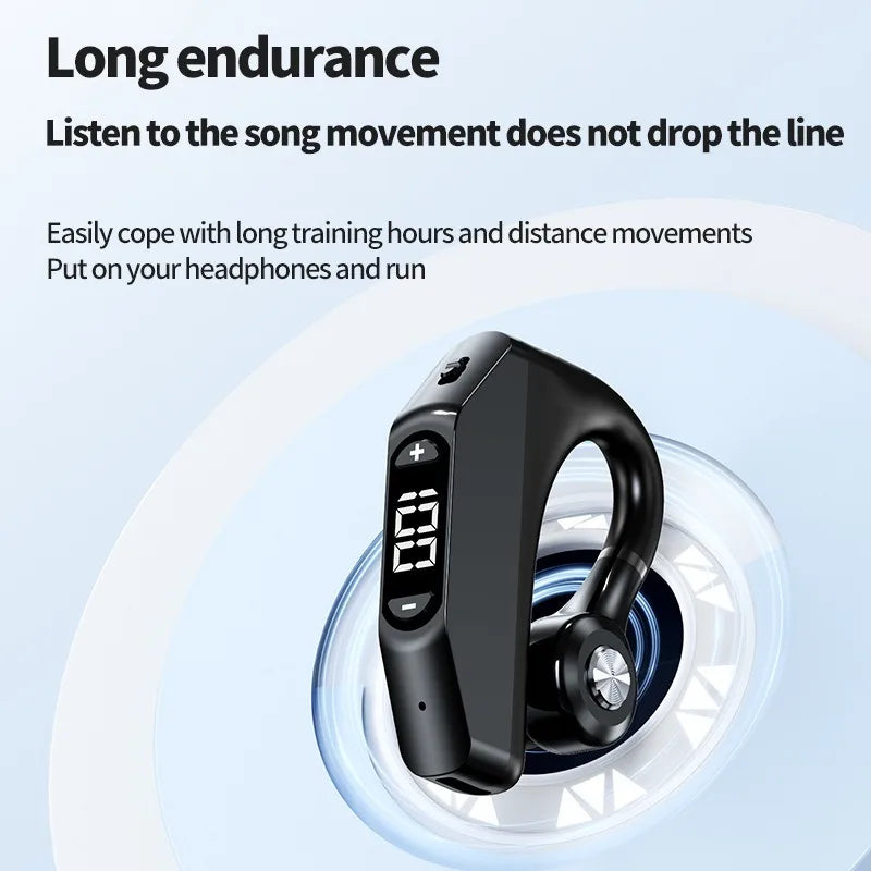 Business Wireless Earphone LED Display Ear Universal Ear-Hook With HD MIC Noice Cancelling Ultra-long Standby Bluetooth Headset
