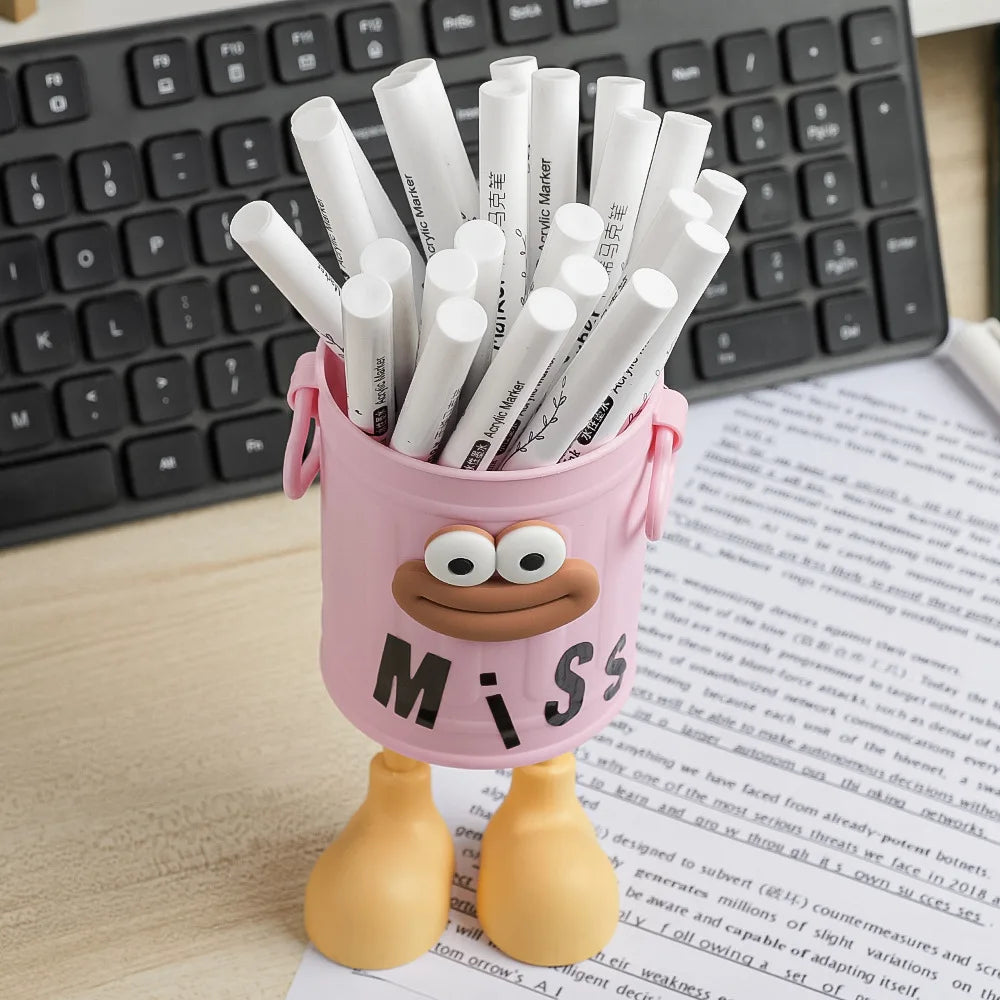 Cartoon Big Mouth Pencil Holder - Large Capacity Desk Organizer for Office & Home, Creative Decor for Boys & Girls Free stickers