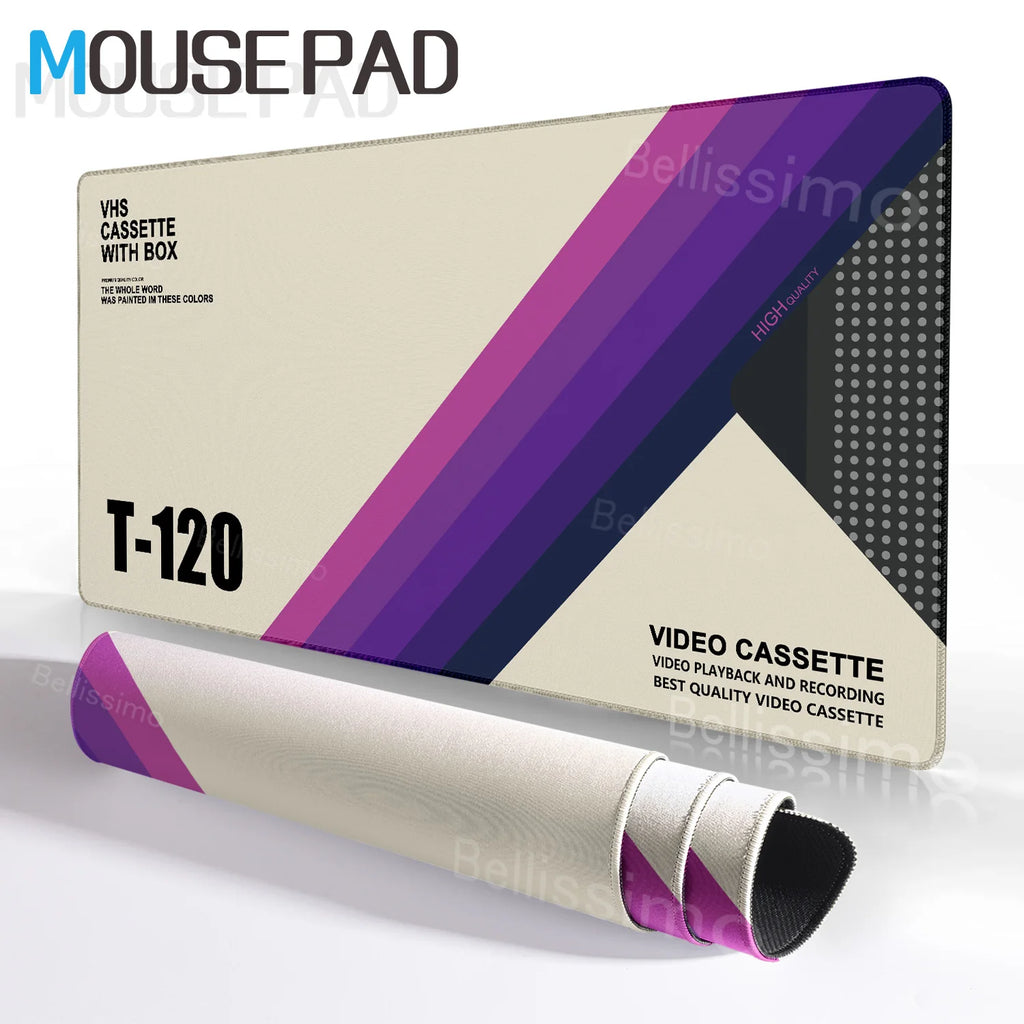 Art Retro VHS Large Mouse Pad Business Style XXL Expansion Pad XXL HD Rubber DeskMat Audio Cassette Table Pc Gamer Accessories