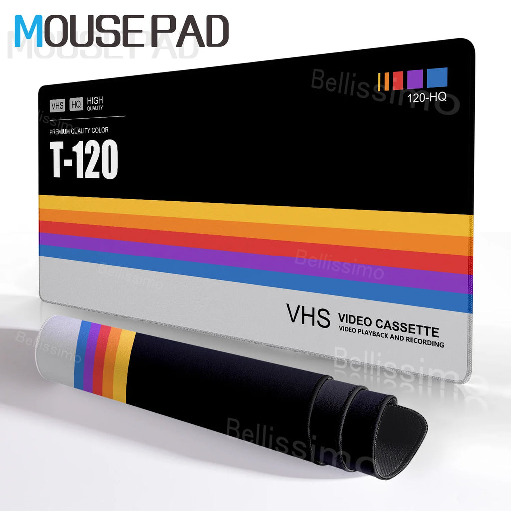 Art Retro VHS Large Mouse Pad Business Style XXL Expansion Pad XXL HD Rubber DeskMat Audio Cassette Table Pc Gamer Accessories