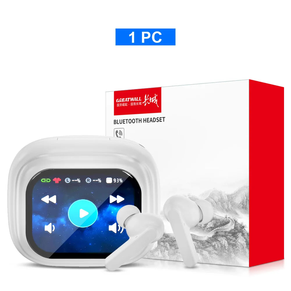 Original GREATWALL TWS Wireless Bluetooth Earphones Earbuds Smart LCD Touch Screen HiFi Stereo Sound Headphones HD Call With APP