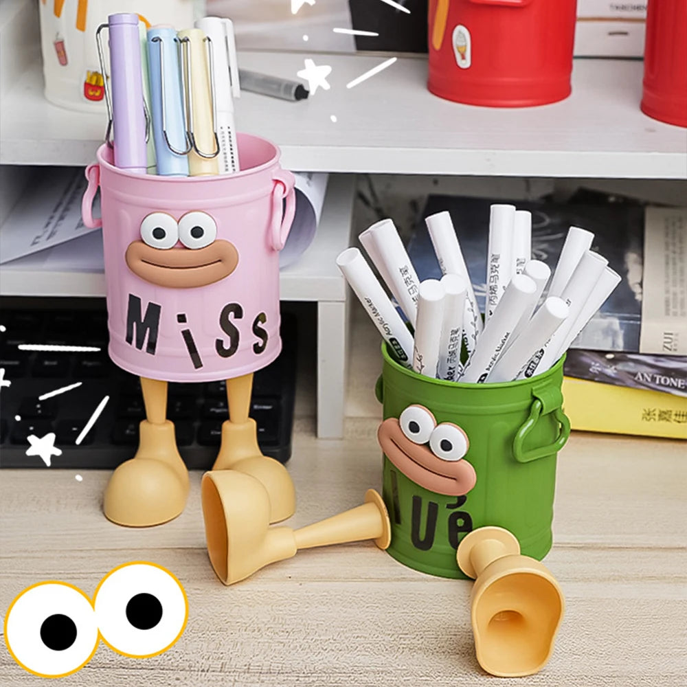 Cartoon Big Mouth Pencil Holder - Large Capacity Desk Organizer for Office & Home, Creative Decor for Boys & Girls Free stickers