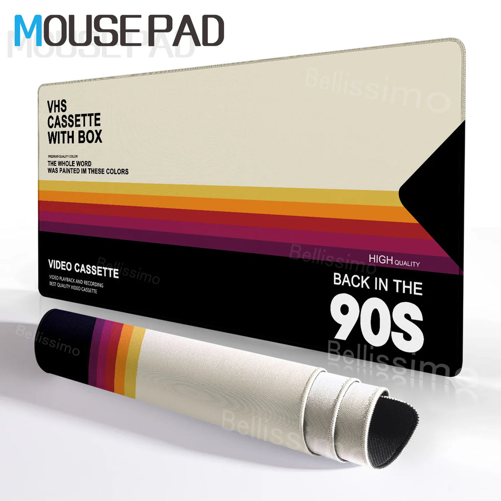 Art Retro VHS Large Mouse Pad Business Style XXL Expansion Pad XXL HD Rubber DeskMat Audio Cassette Table Pc Gamer Accessories