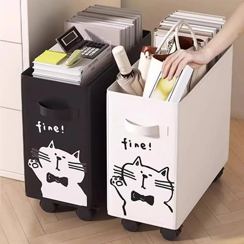 Foldable Rolling Storage Cart Under Desk Organizer, Mobile File Holder, Space-Saving Solution for Home Office Supplies & Books