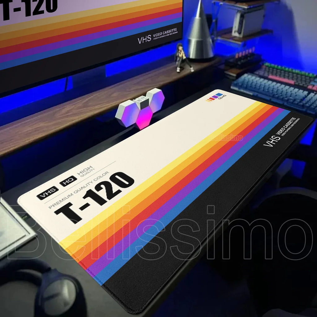 Art Retro VHS Large Mouse Pad Business Style XXL Expansion Pad XXL HD Rubber DeskMat Audio Cassette Table Pc Gamer Accessories