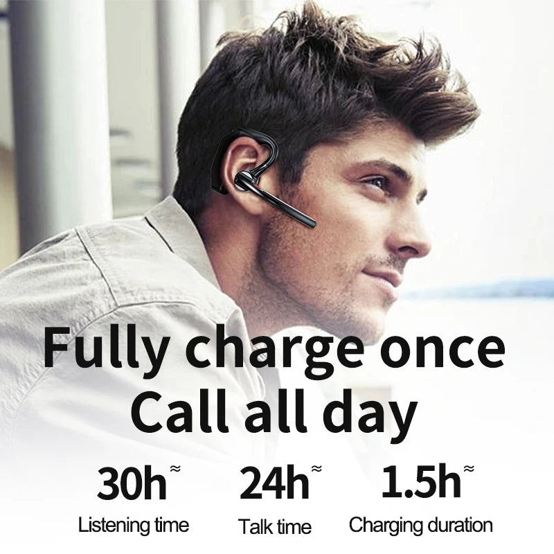 Business Wireless Earphone LED Display Ear Universal Ear-Hook With HD MIC Noice Cancelling Ultra-long Standby Bluetooth Headset