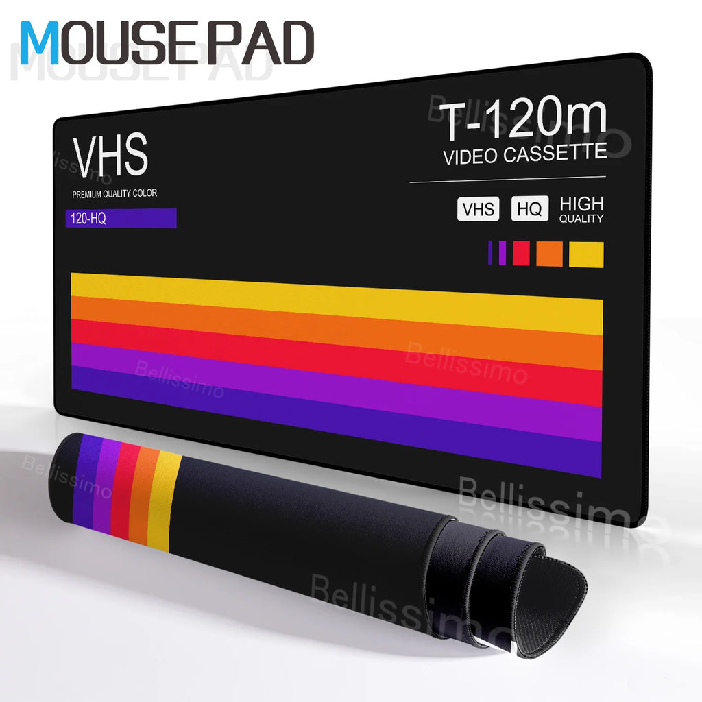 Art Retro VHS Large Mouse Pad Business Style XXL Expansion Pad XXL HD Rubber DeskMat Audio Cassette Table Pc Gamer Accessories