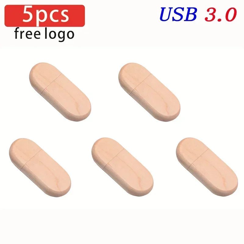 JASTER 5pcs/Lot USB 3.0 (Free LOGO) Wooden With Box Flash Drive Pendrive 4GB 8GB 16GB 32GB 64GB 128GB Memory Stick For Gift