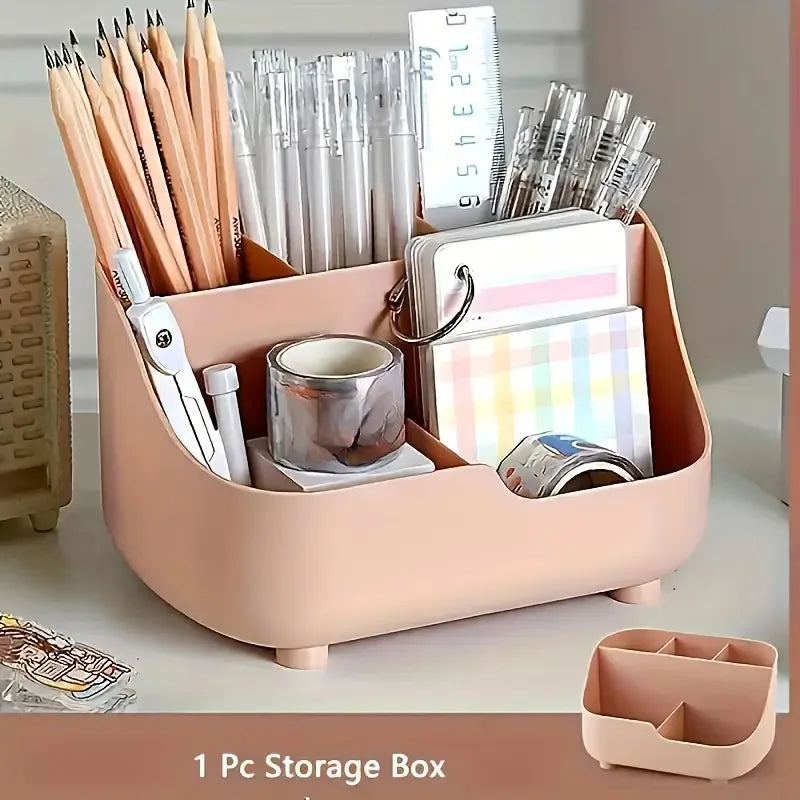 Large Capacity Desktop Storage Box Five-Compartment Desktop Organizer, Student Stationery Holder 5-Section Office Desk Organizer