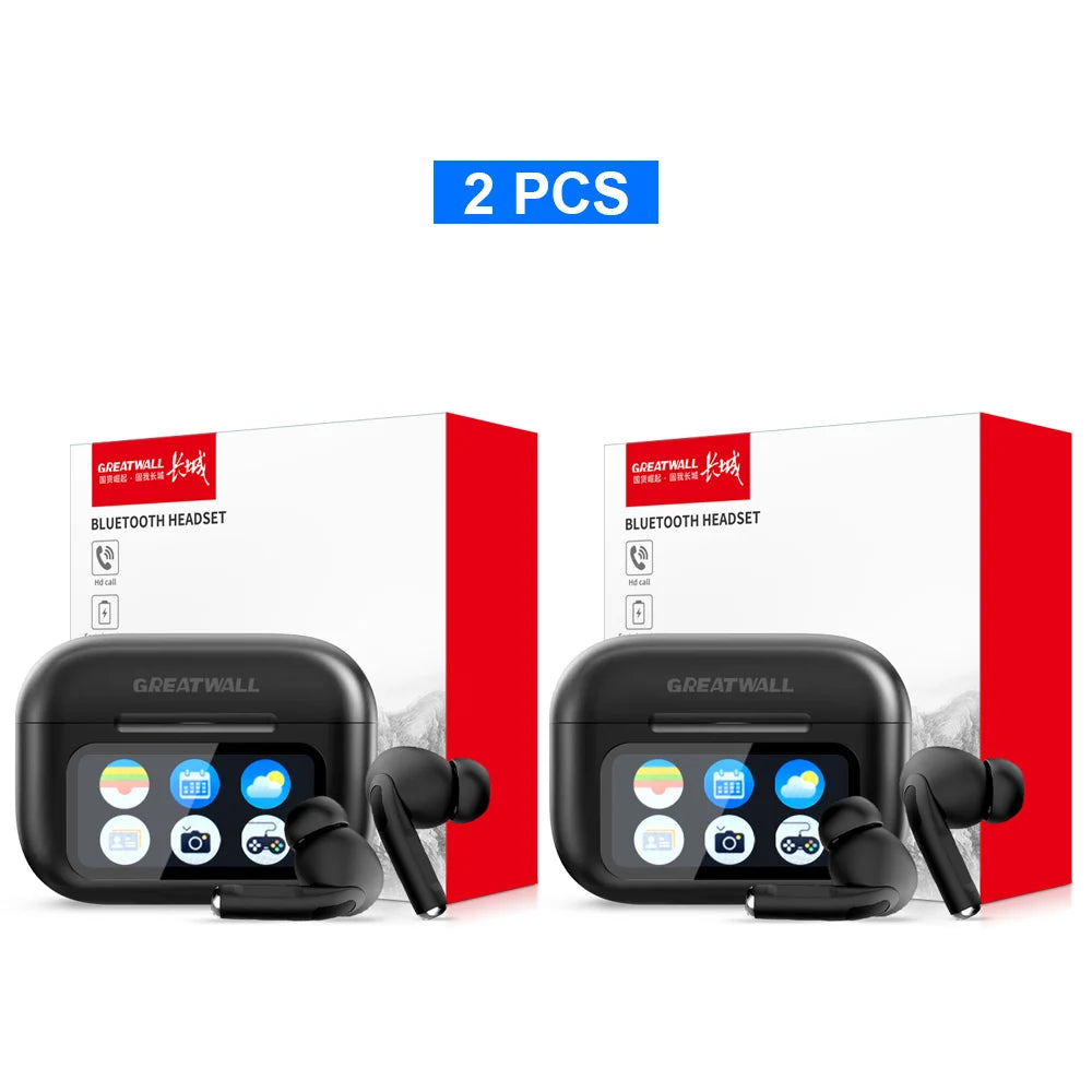 Original GREATWALL TWS Wireless Bluetooth Earphones Earbuds Smart LCD Touch Screen HiFi Stereo Sound Headphones HD Call With APP