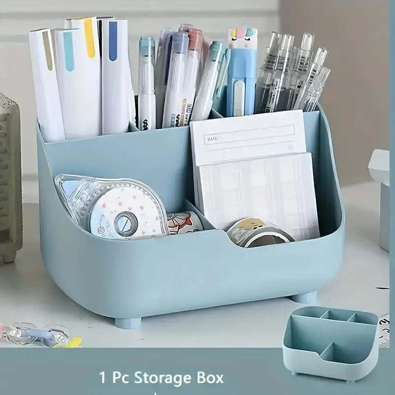 Large Capacity Desktop Storage Box Five-Compartment Desktop Organizer, Student Stationery Holder 5-Section Office Desk Organizer