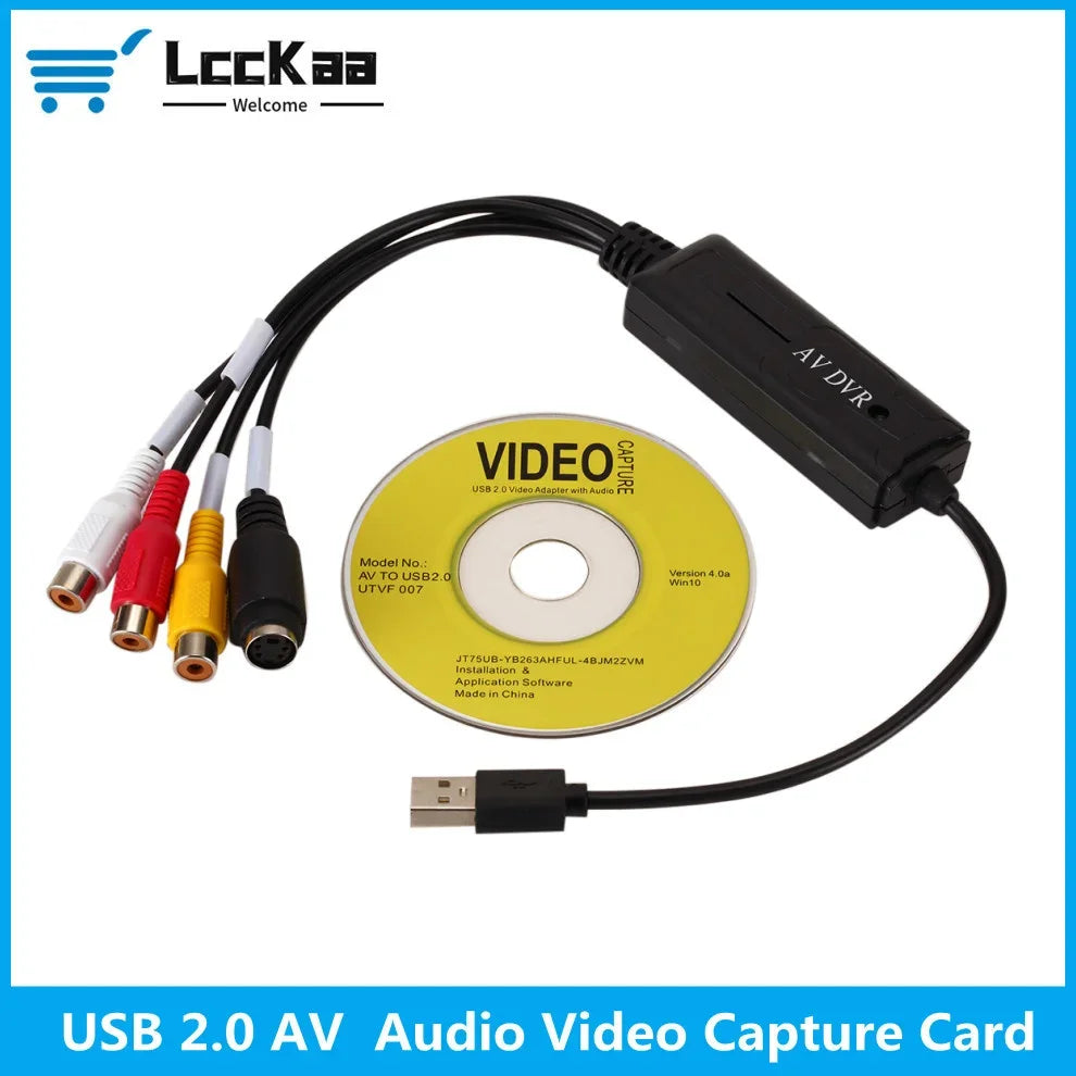 LccKaa AV RCA to USB 2.0 cable adapter converter Audio Video Capture Card Adapter PC CableS For TV DVD VHS capture device
