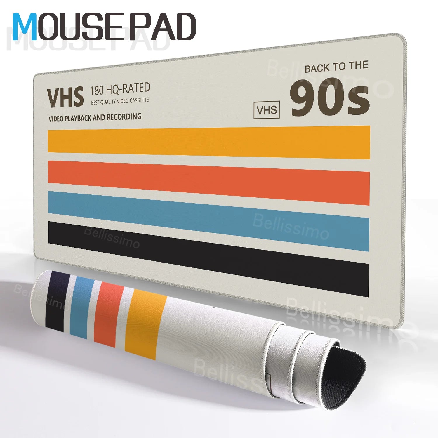 Art Retro VHS Large Mouse Pad Business Style XXL Expansion Pad XXL HD Rubber DeskMat Audio Cassette Table Pc Gamer Accessories