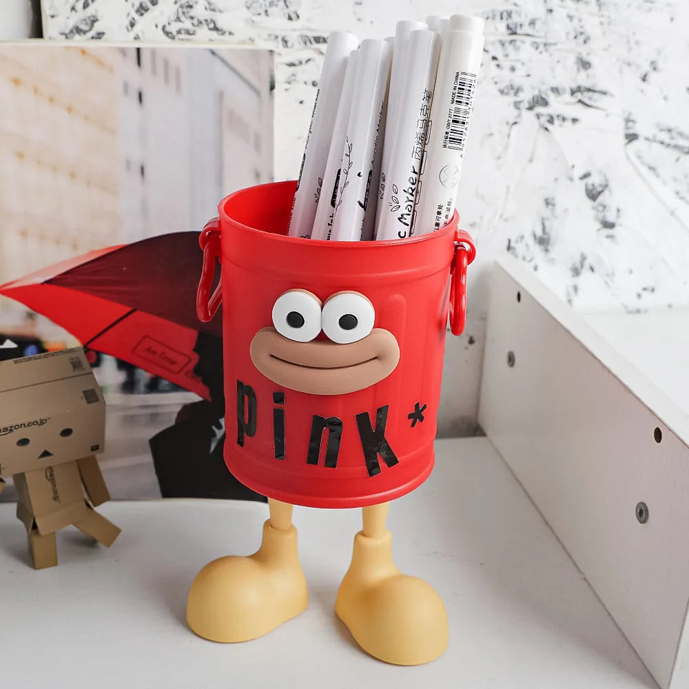 Cartoon Big Mouth Pencil Holder - Large Capacity Desk Organizer for Office & Home, Creative Decor for Boys & Girls Free stickers