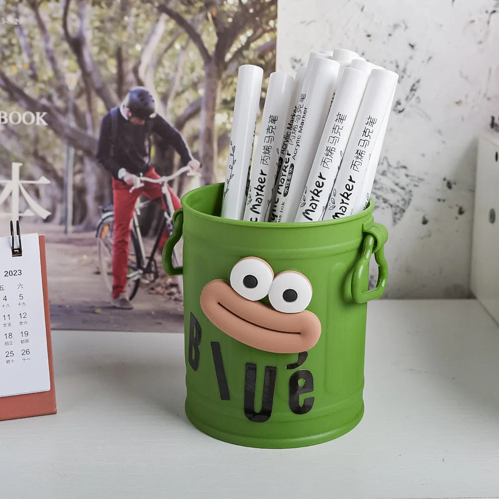Cartoon Big Mouth Pencil Holder - Large Capacity Desk Organizer for Office & Home, Creative Decor for Boys & Girls Free stickers