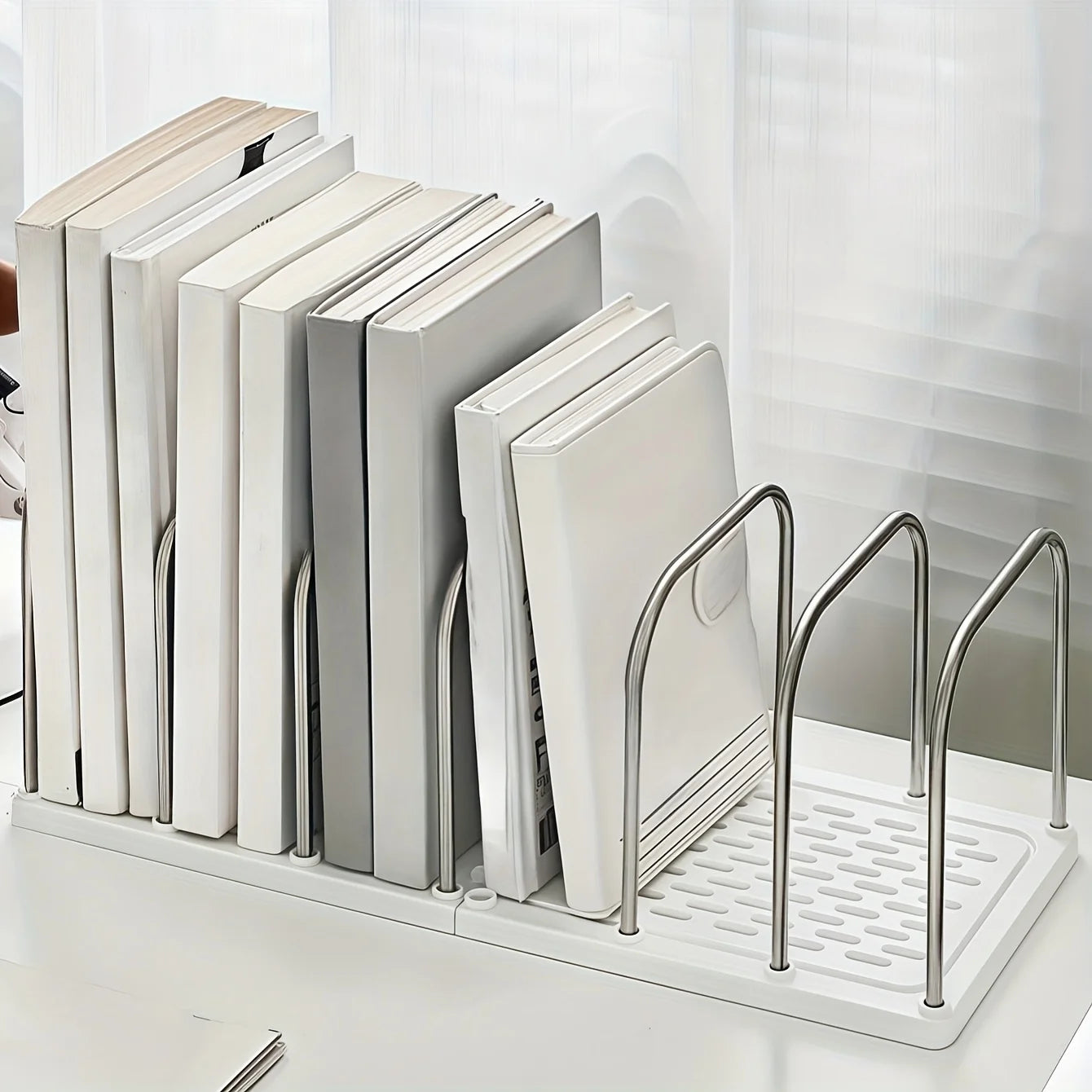 PP Material Desktop Bookshelf | Non-Slip Base  Modern Minimalist Office Desk Organizer Shelf  |  Study Table Storage Rack