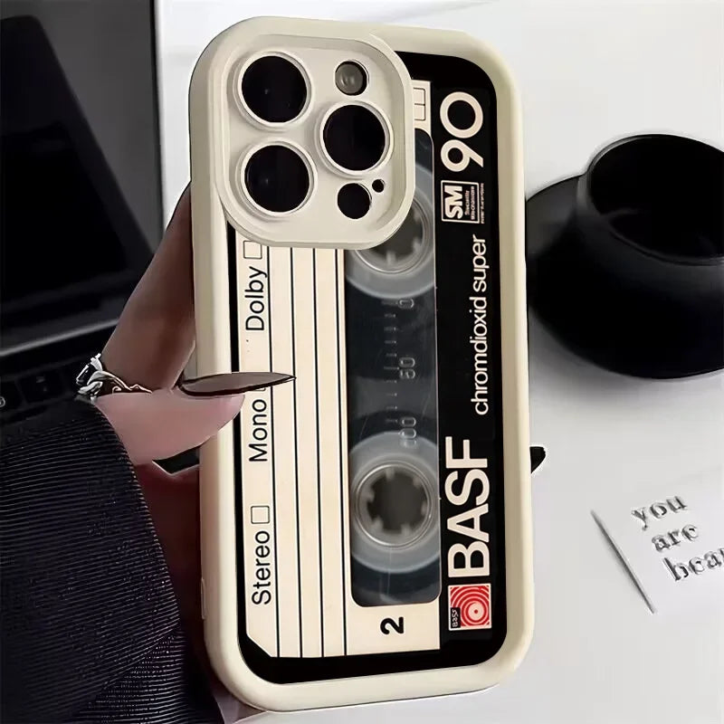 Retro Magnetic Radio Tape Cassette Phone Case For iPhone 16 15 14 13 12 11 Pro Max XS Max XR X 7 8 Plus SE2022 Shockproof Fundas