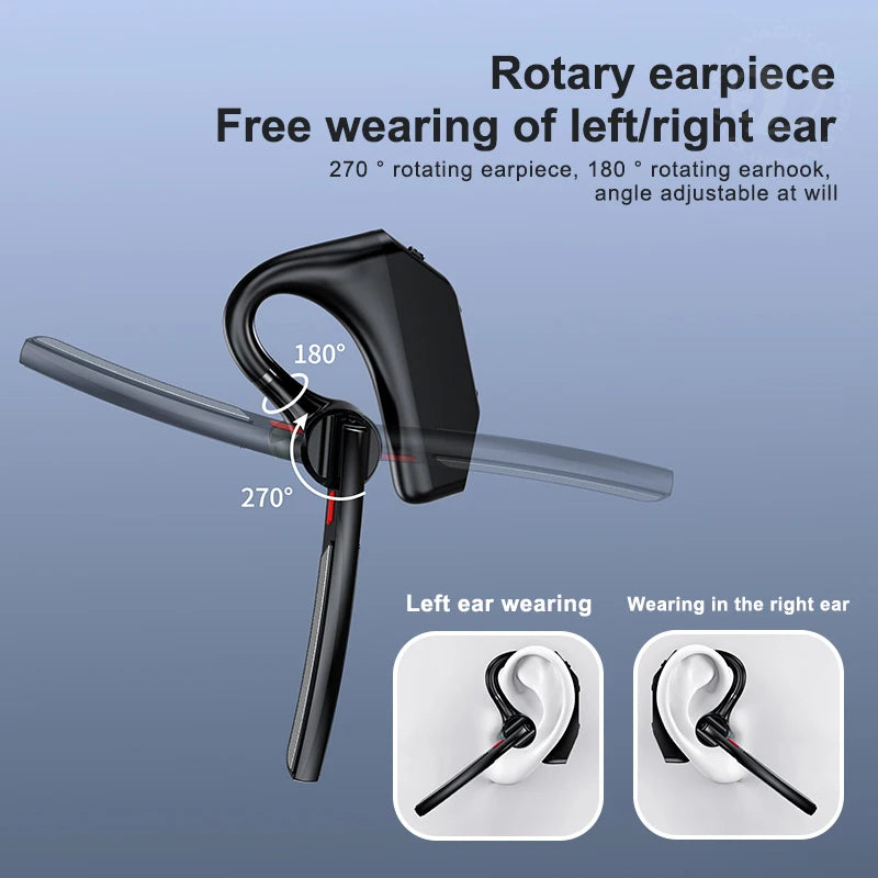 Business Wireless Earphone LED Display Ear Universal Ear-Hook With HD MIC Noice Cancelling Ultra-long Standby Bluetooth Headset