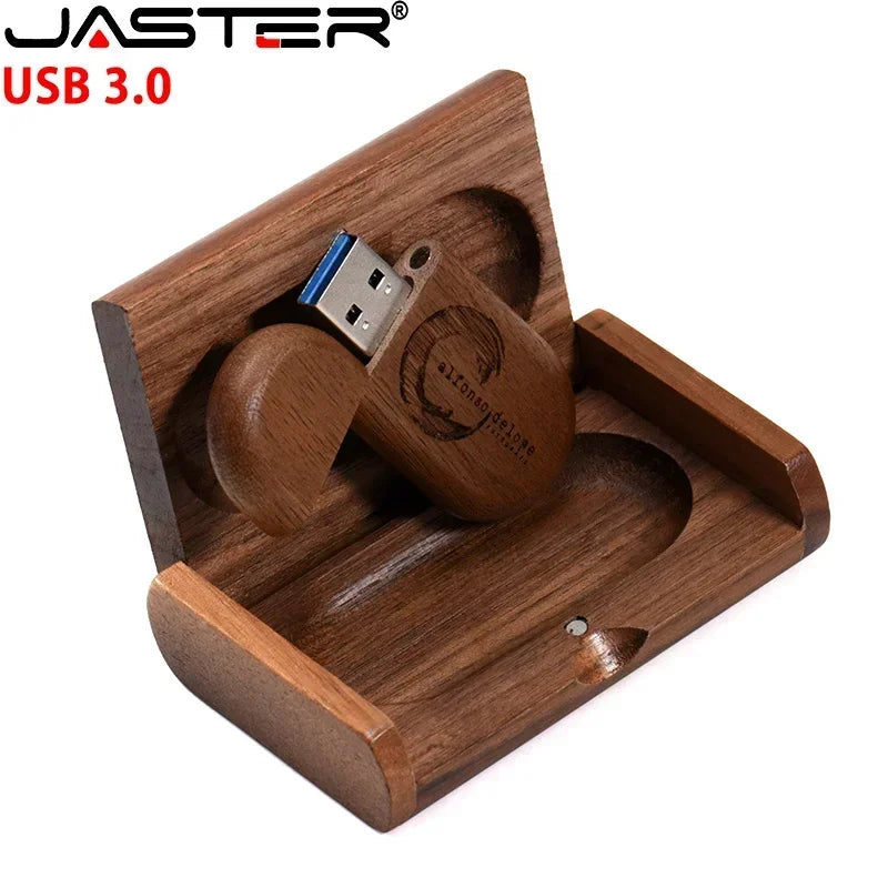JASTER 5pcs/Lot USB 3.0 (Free LOGO) Wooden With Box Flash Drive Pendrive 4GB 8GB 16GB 32GB 64GB 128GB Memory Stick For Gift