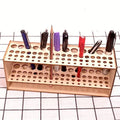 67-Slot Premium Wooden Brush Double-layer Holder Durable Artist Desk Organizer Pencil Paint Brushes Storage Art Craft