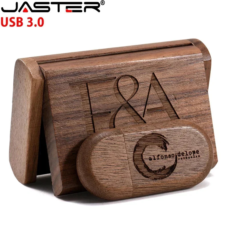 JASTER 5pcs/Lot USB 3.0 (Free LOGO) Wooden With Box Flash Drive Pendrive 4GB 8GB 16GB 32GB 64GB 128GB Memory Stick For Gift