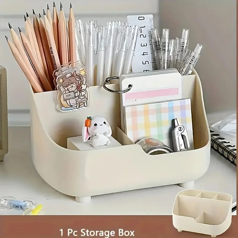 Large Capacity Desktop Storage Box Five-Compartment Desktop Organizer, Student Stationery Holder 5-Section Office Desk Organizer