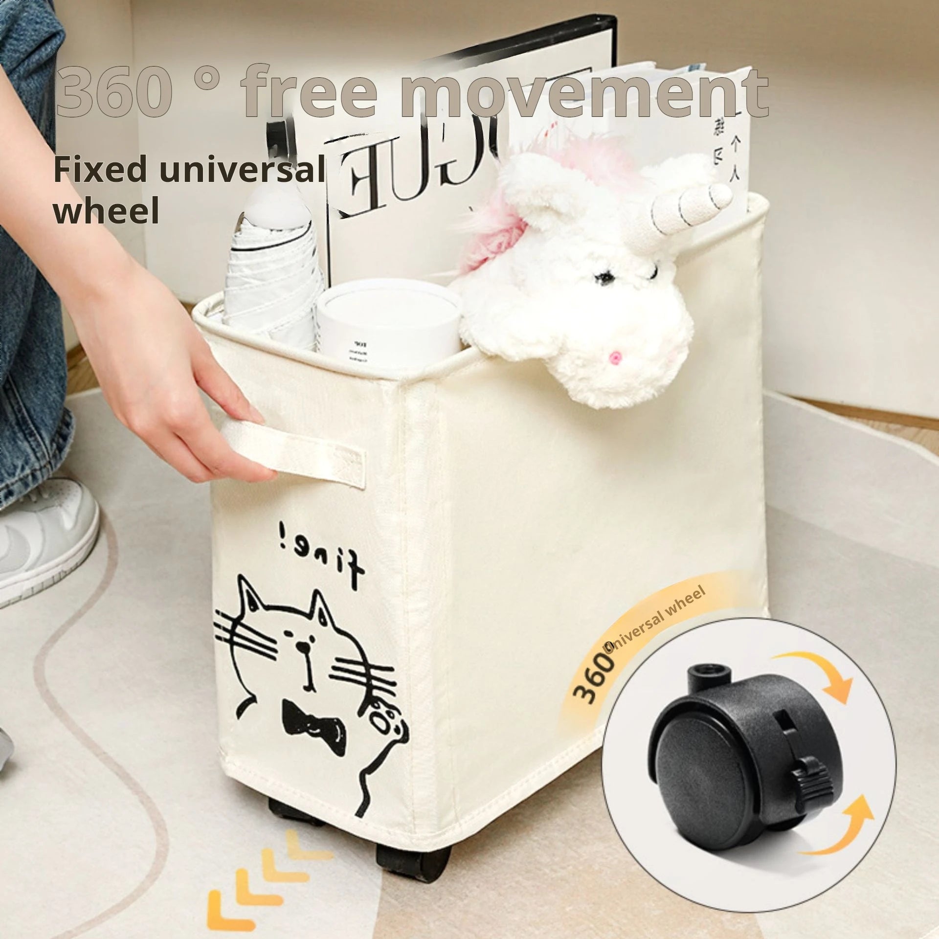 Foldable Rolling Storage Cart Under Desk Organizer, Mobile File Holder, Space-Saving Solution for Home Office Supplies & Books