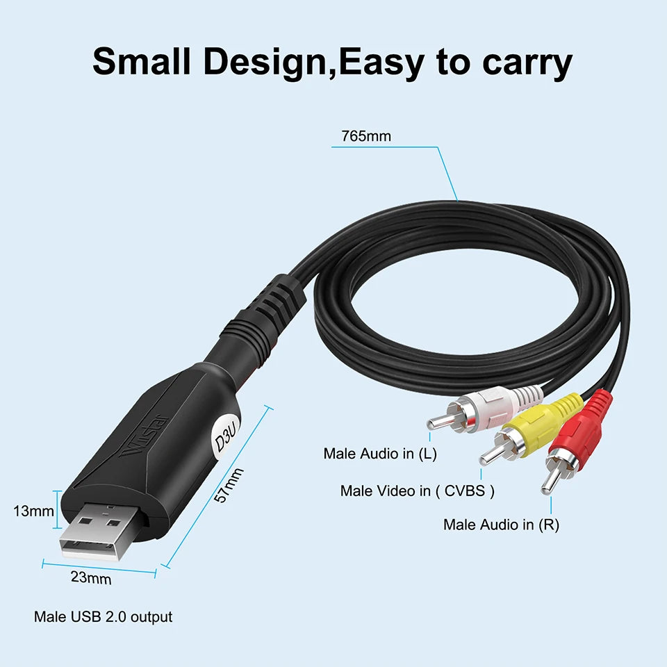 The VHS to Digital Converter - USB 2.0 Audio/Video Converter, Video Capture Card VHS Box VHS VCR TV to Digital Converter Windows