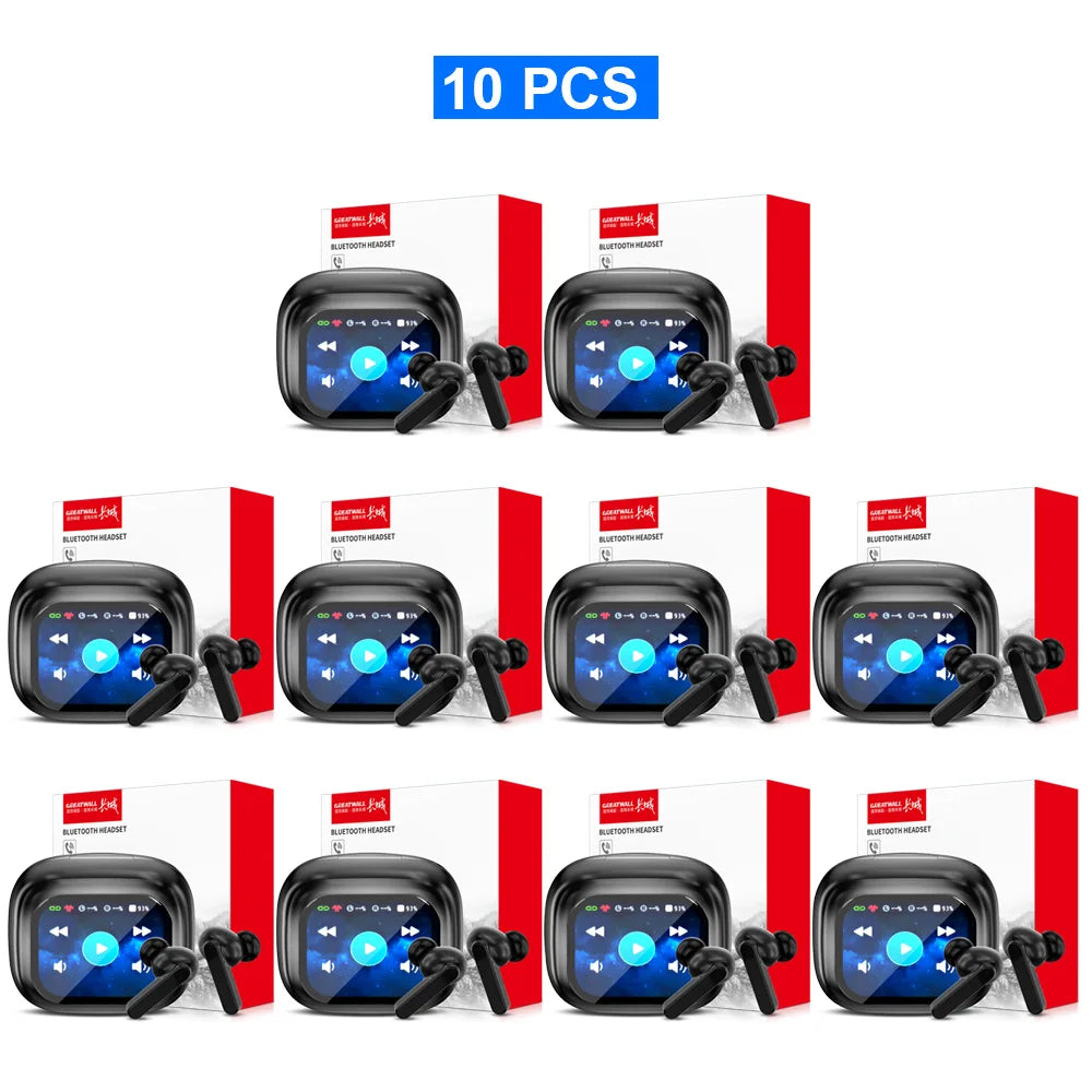Original GREATWALL TWS Wireless Bluetooth Earphones Earbuds Smart LCD Touch Screen HiFi Stereo Sound Headphones HD Call With APP