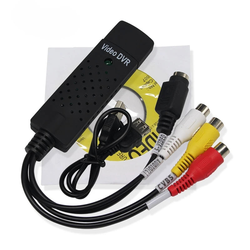 Video Capture Card Easy Cap Convert VHS VCR Mini DV Hi8 DVD to Digital RCA/S-Video Old USB 2.0 Audio Video Record Capturer